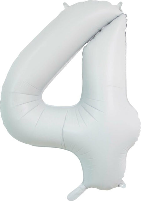 Palloncino bianco a forma di figura 4 anni lucido 86 cm