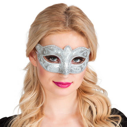 Maschera occhi Venezia Felina Argento