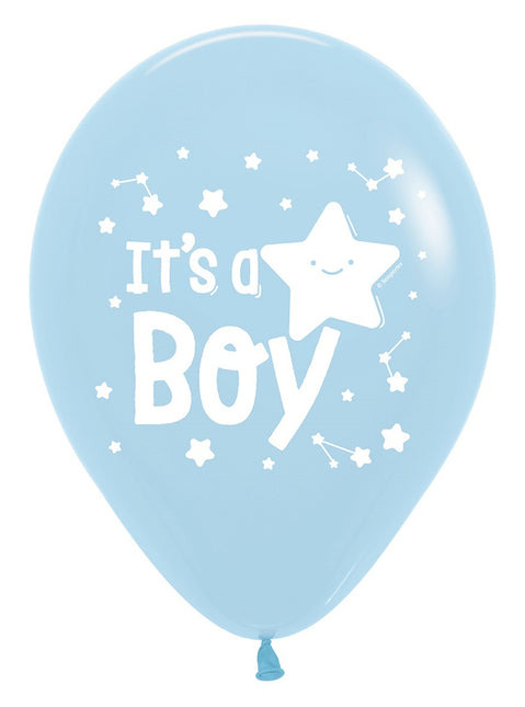 Palloncini It's a Boy Star Pastel Matte Blue 30cm 25pz