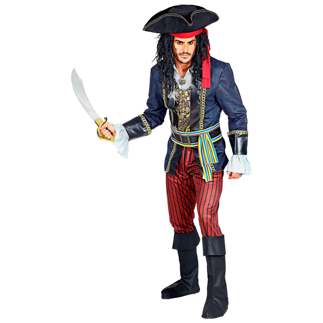 Costume da pirata rosso blu uomo