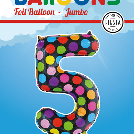 Palloncino in foil Figura 5 Puntini XL 86cm vuoto