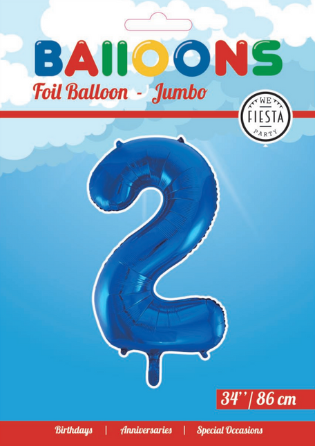 Pallone in foil Figura 2 Blu XL 86cm vuoto