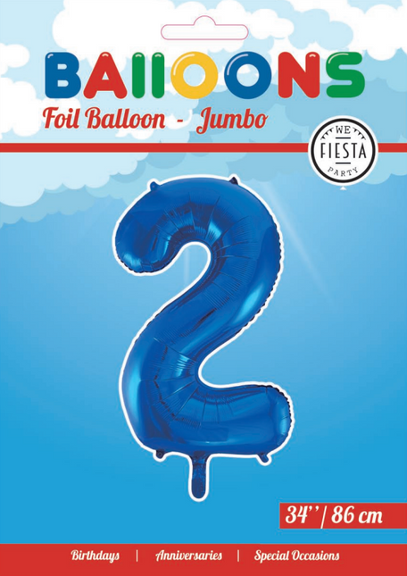 Palloncino Foil Figura 2 Blu XL 86cm vuoto