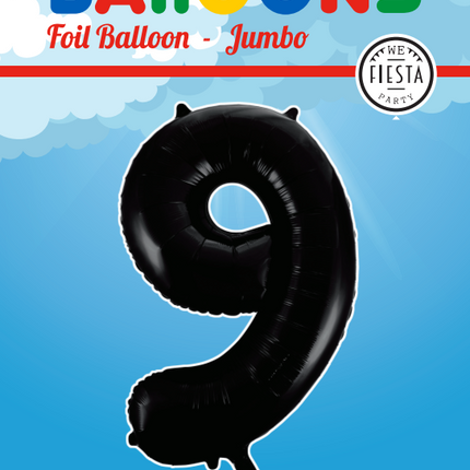 Pallone Foil Figura 9 Nero XL 86cm vuoto