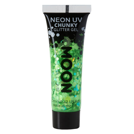 Moon Glow Neon UV Chunky Glitter Gel Verde 12ml