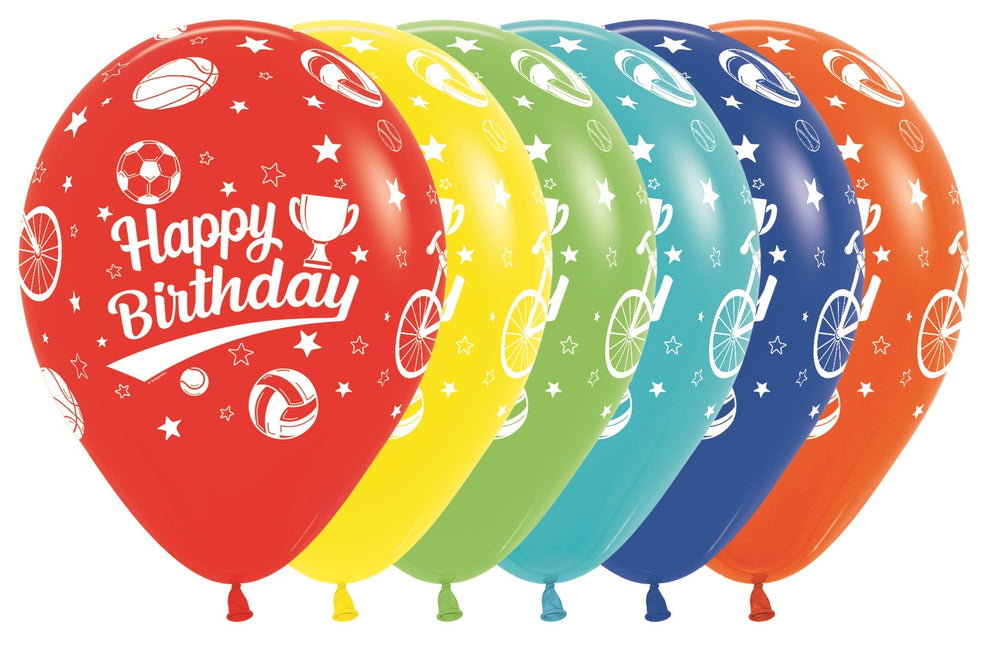 Palloncini Buon Compleanno Sport 30cm 25pz