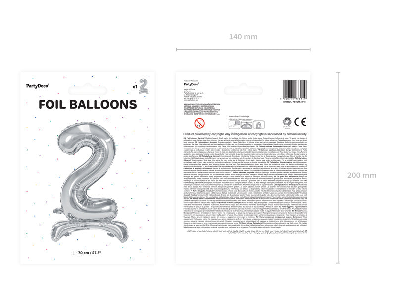 Palloncino Foil Figura 2 Silver Standard Vuoto 70cm