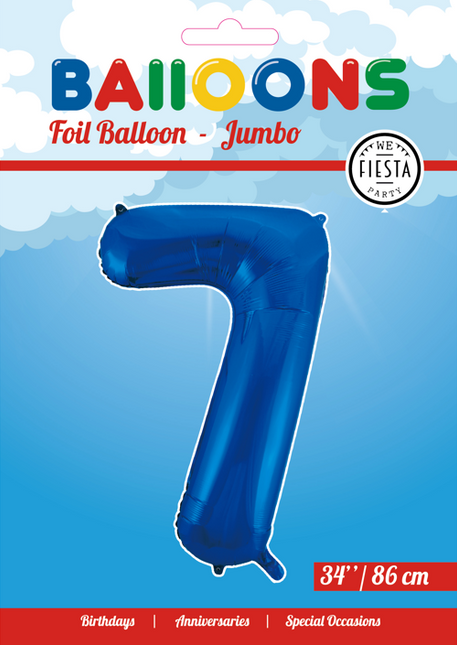 Pallone in foil Figura 7 Blu XL 86cm vuoto