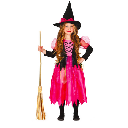 Costume di Halloween da strega bambino rosa