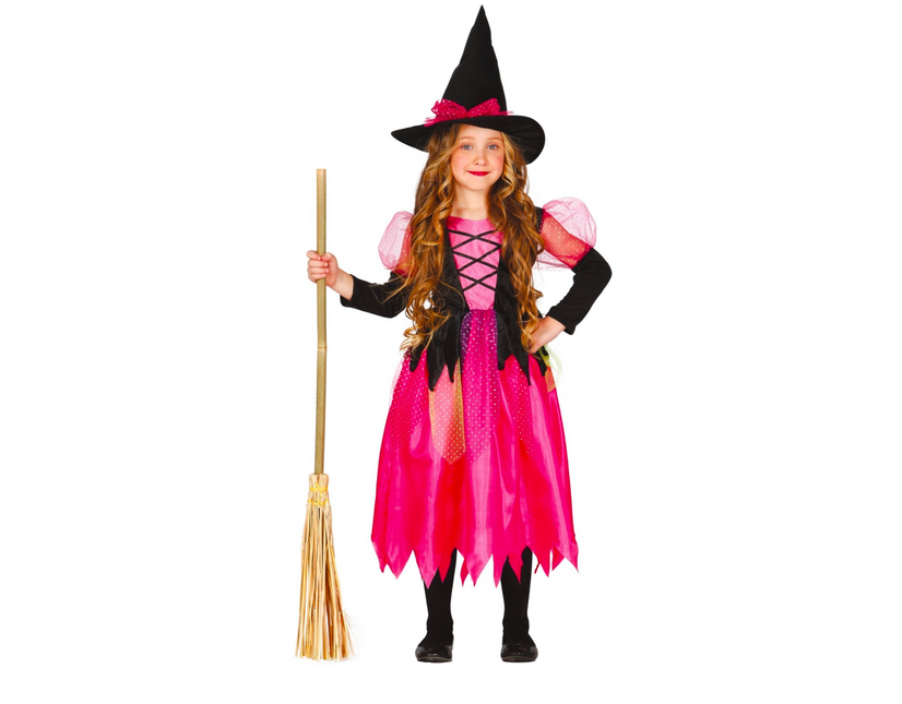 Costume di Halloween da strega bambino rosa