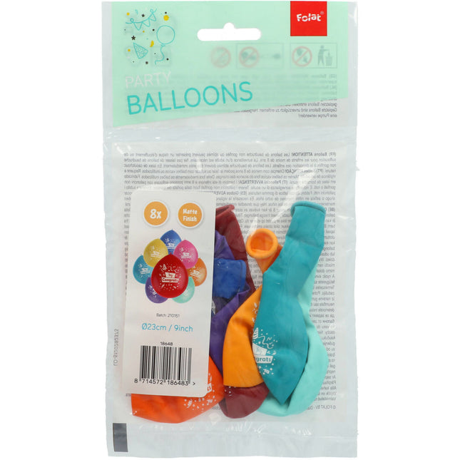 Palloncini Yay Congrats Colorati 23cm 8pz