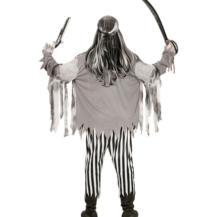 Costume di Halloween Pirata Fantasma Nero Bianco Uomo