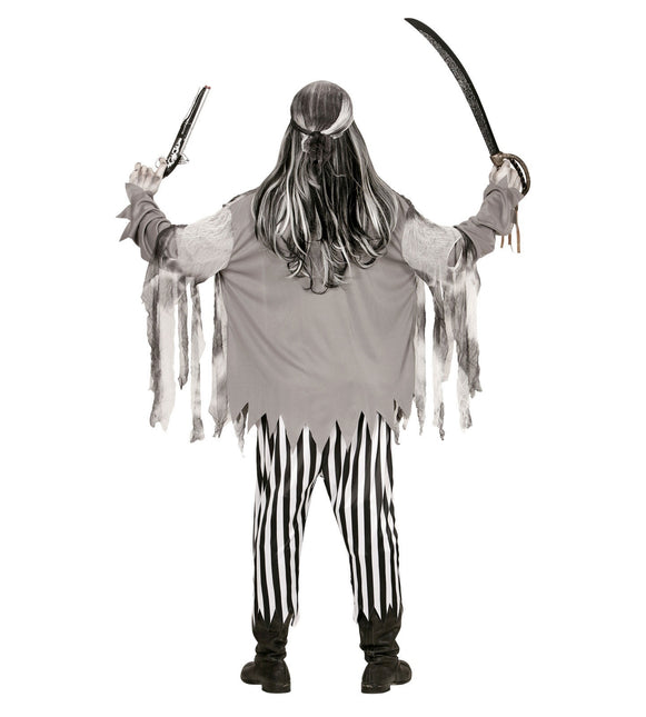 Costume di Halloween Pirata Fantasma Nero Bianco Uomo