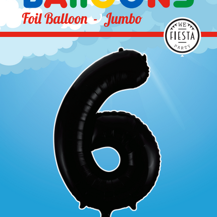 Pallone Foil Figura 6 Nero XL 86cm vuoto