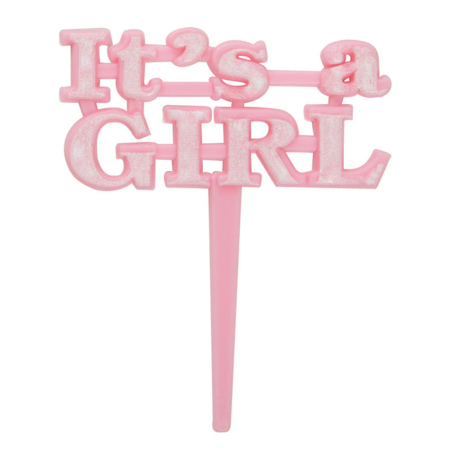 Cake topper It's A Girl rosa 8 pezzi