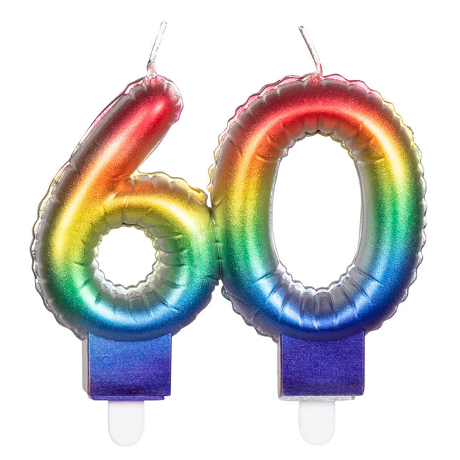 Candela arcobaleno 60 anni 8 cm