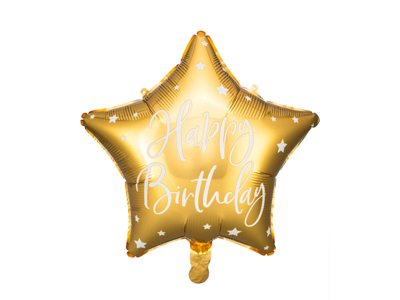 Palloncino ad elio Star Happy Birthday Oro Vuoto 40cm