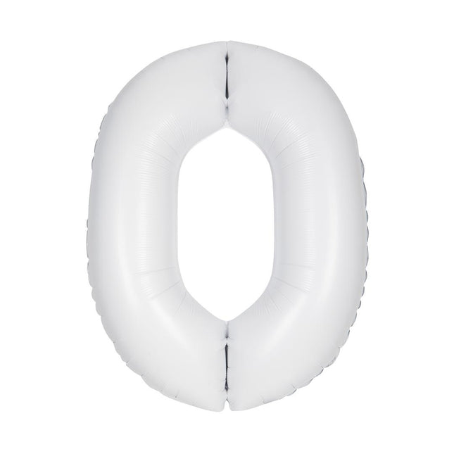 Palloncino Numero Bianco 0 Anno Opaco 86cm