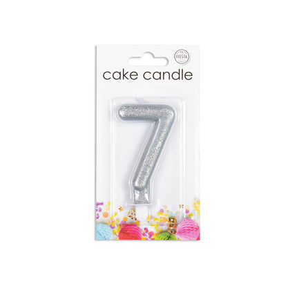 Candela 7 anni Argento Glitter 7cm