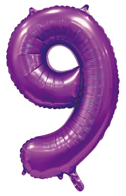 Palloncino viola numero 9 anni lucido 86 cm