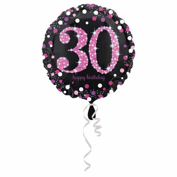 Palloncino ad elio 30 anni rosa 43 cm vuoto