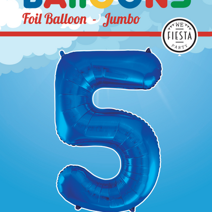 Palloncino Foil Figura 5 Blu XL 86cm vuoto