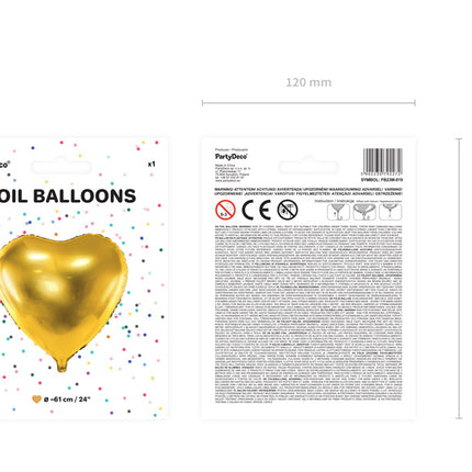 Palloncino ad elio Cuore Oro Vuoto 61 cm