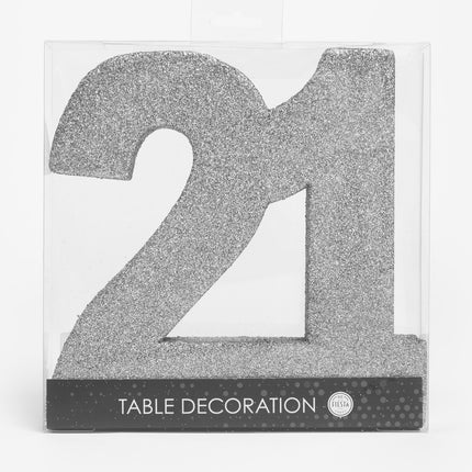 Decorazione da tavolo argentata Figura 21 Glitter 20,5 cm