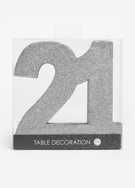 Decorazione da tavolo argentata Figura 21 Glitter 20,5 cm