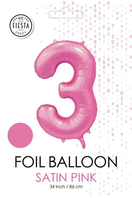 Palloncino a figura rosa 3 anni lucido 86 cm