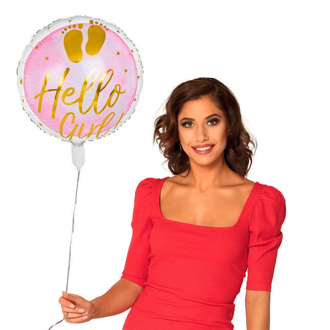 Palloncino ad elio nascita Hello Girl! Vuoto 45cm