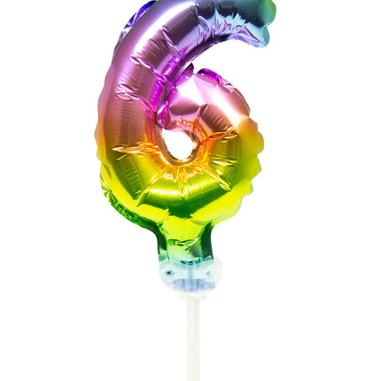 Palloncino in foil Figura 6 Arcobaleno 13cm con bastoncino