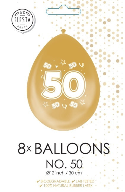 Palloncini oro 50 anni metallizzati a doppia faccia 30cm 8pz