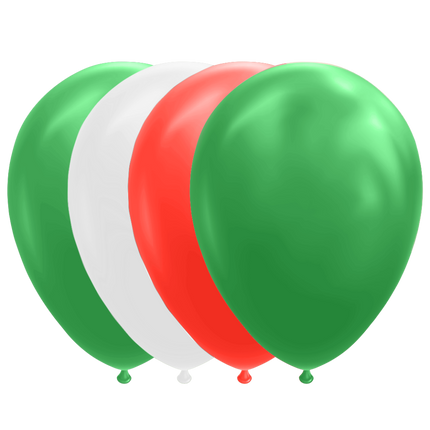 Palloncini verdi bianchi rossi 30cm 10pz