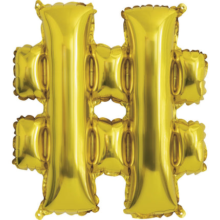 Palloncino in foil Hashtag Oro Vuoto 15,2 cm