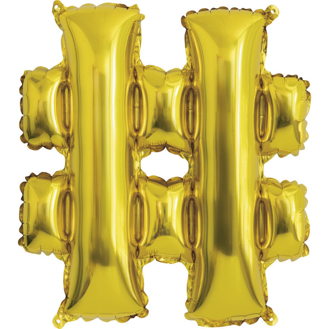 Palloncino in foil Hashtag Oro Vuoto 15,2 cm