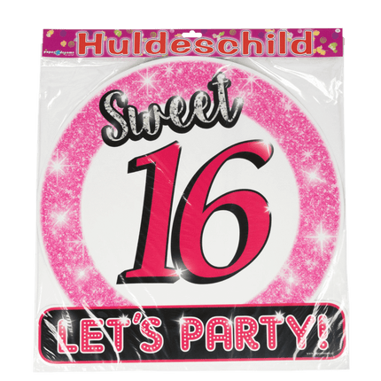 Cartello per porta 16 anni Sweet 16 Lets Party! 50cm