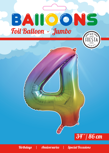 Pallone in foil Figura 4 Rainbow XL 86cm vuoto