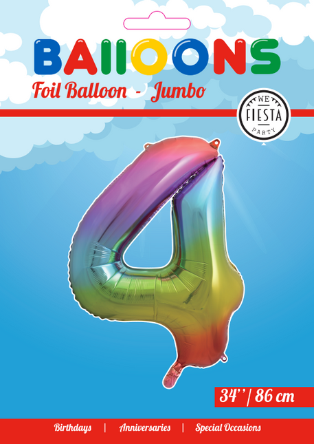 Palloncino in foil Figura 4 Rainbow XL 86cm vuoto