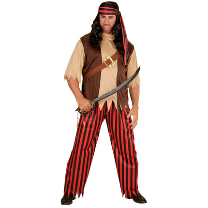 Costume da pirata marrone uomo 4 pezzi