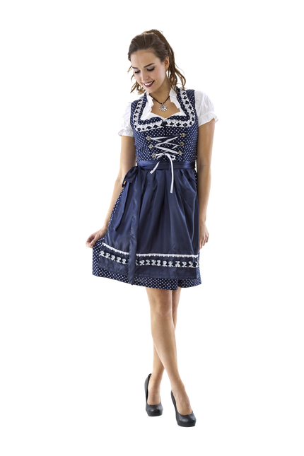 Abito Dirndl Bianco Blu Oktoberfest Donna