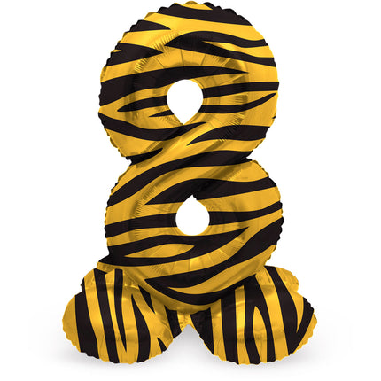 Palloncino numero 8 anni Tiger con vuoto standard 72 cm