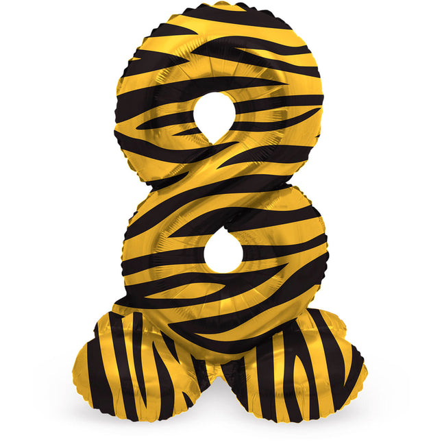 Palloncino numero 8 anni Tiger con vuoto standard 72 cm