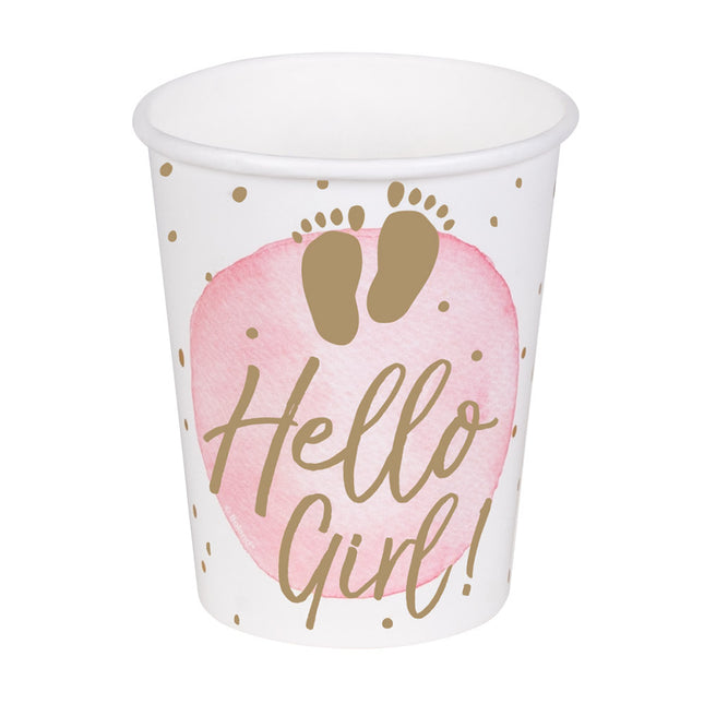 Bicchieri nascita Hello Girl in carta 210ml 10pz