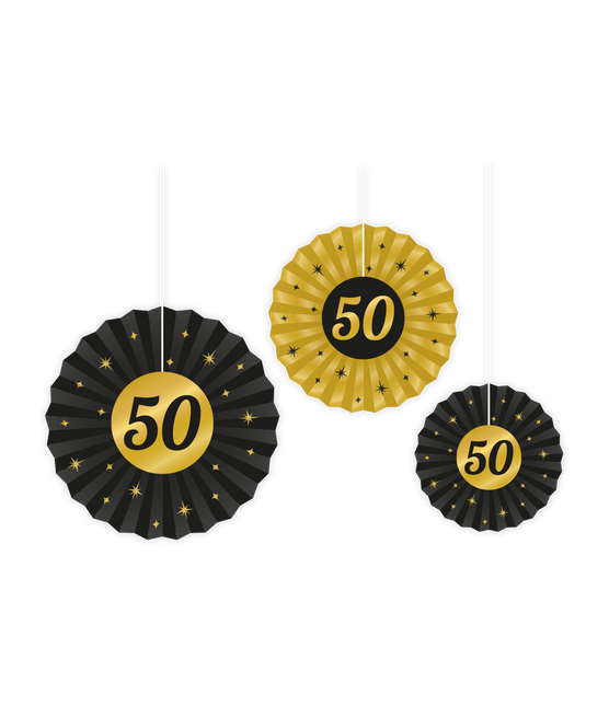 Ventagli di carta 50 anni Set 20-40 cm 3 pezzi