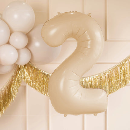 Palloncino in foil Numero ''2'', 72 cm, beige