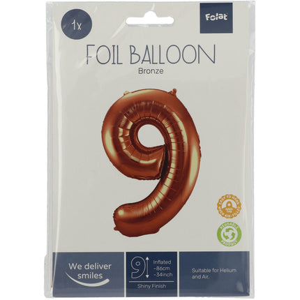 Pallone in foil Figura 9 Bronzo XL 86cm vuoto