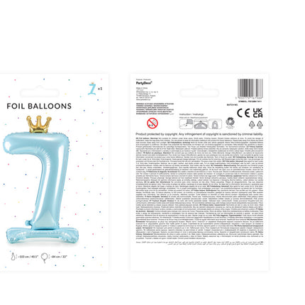 Palloncino Foil Figura 7 Azzurro Standard Vuoto 84cm