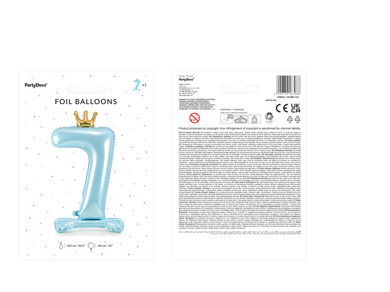 Palloncino Foil Figura 7 Azzurro Standard Vuoto 84cm