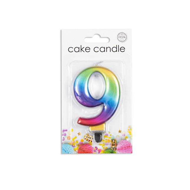 Candela 9 anni Arcobaleno 7 cm